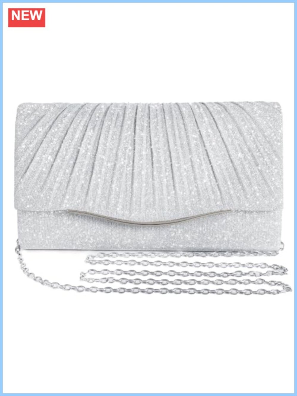 Satin Sequin Clutch Evening Bag with Detachable Chain Crossbody